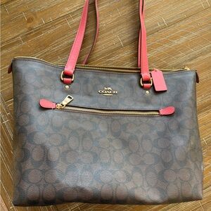 Coach Signature Brown and Pink Tote